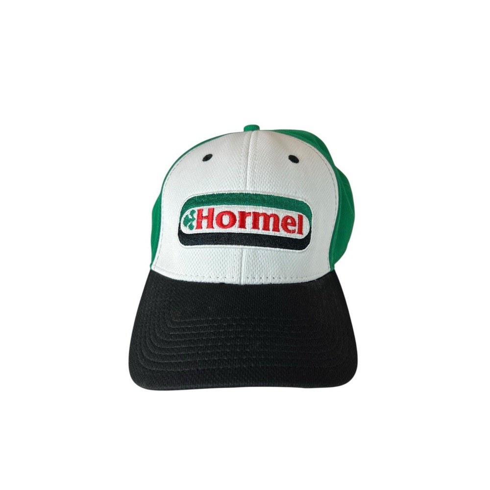 NWT Hormel Foods Pukka Hat Green White Black Flex Fit A-Flex Performance S/M
